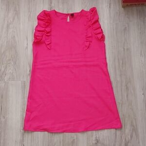 Pink Ruffled Sleeve Women's Dress